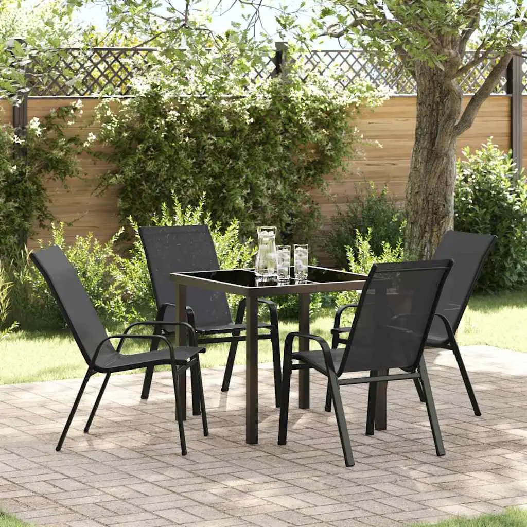 Ensemble de salle à manger pour jardin 5 pcs Noir vidaXL 3379115