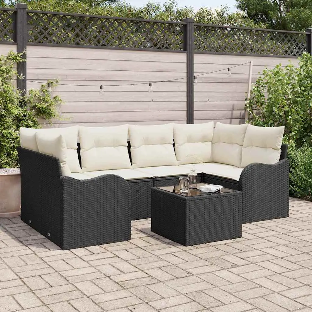Ensemble de canapé de jardin Noir 55 x 55 x 37 cm polyrotin vidaXL 3345597