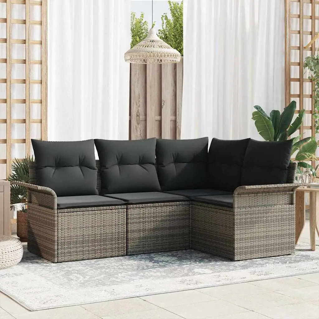 Ensemble de canapé de jardin avec stockage 4 pcs Gris polyrotin vidaXL 3354008