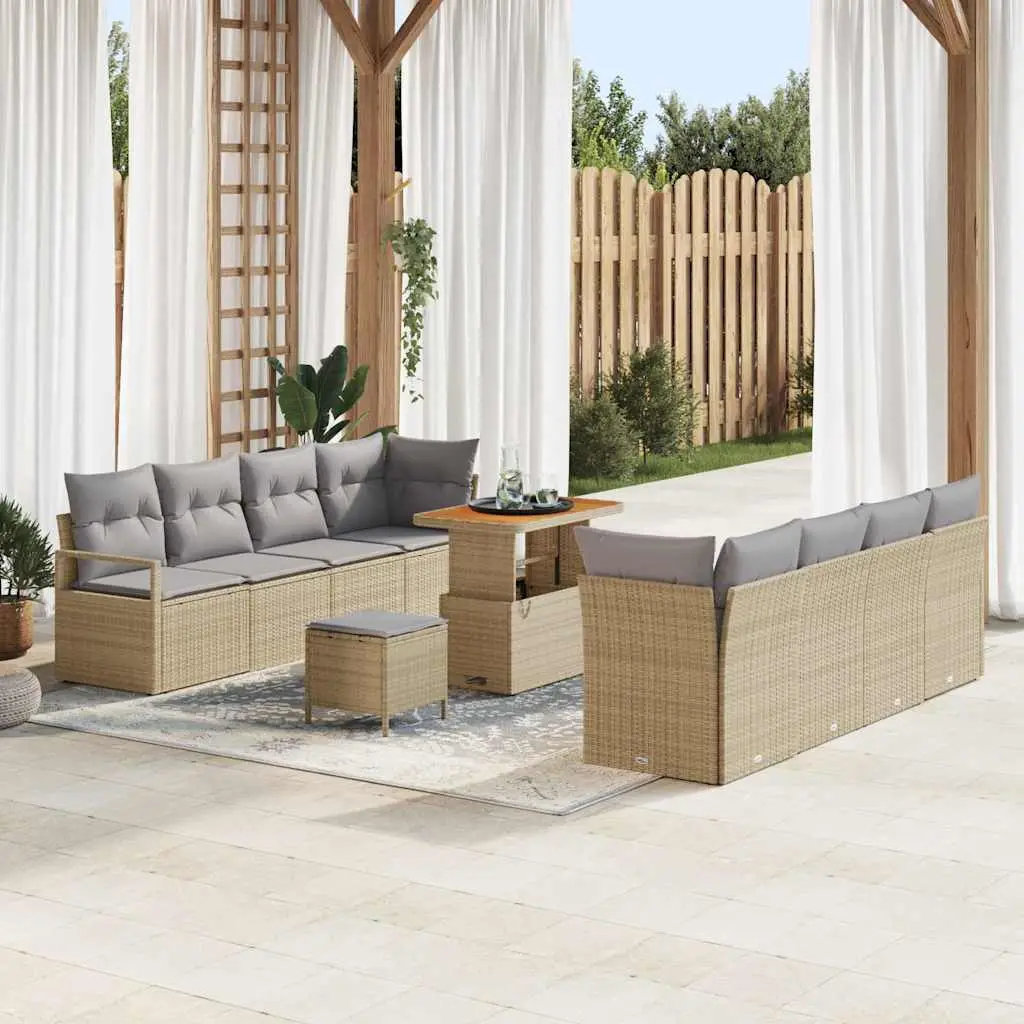 Ensemble de canapé de jardin avec coussin Beige et Gris clair vidaXL 3364452