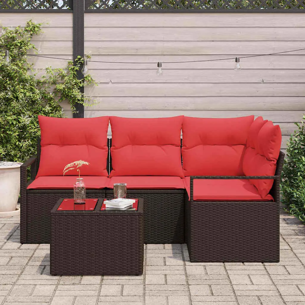 Ensemble de Canapés avec coussin 5 pcs Marron polyrotin vidaXL 3346374