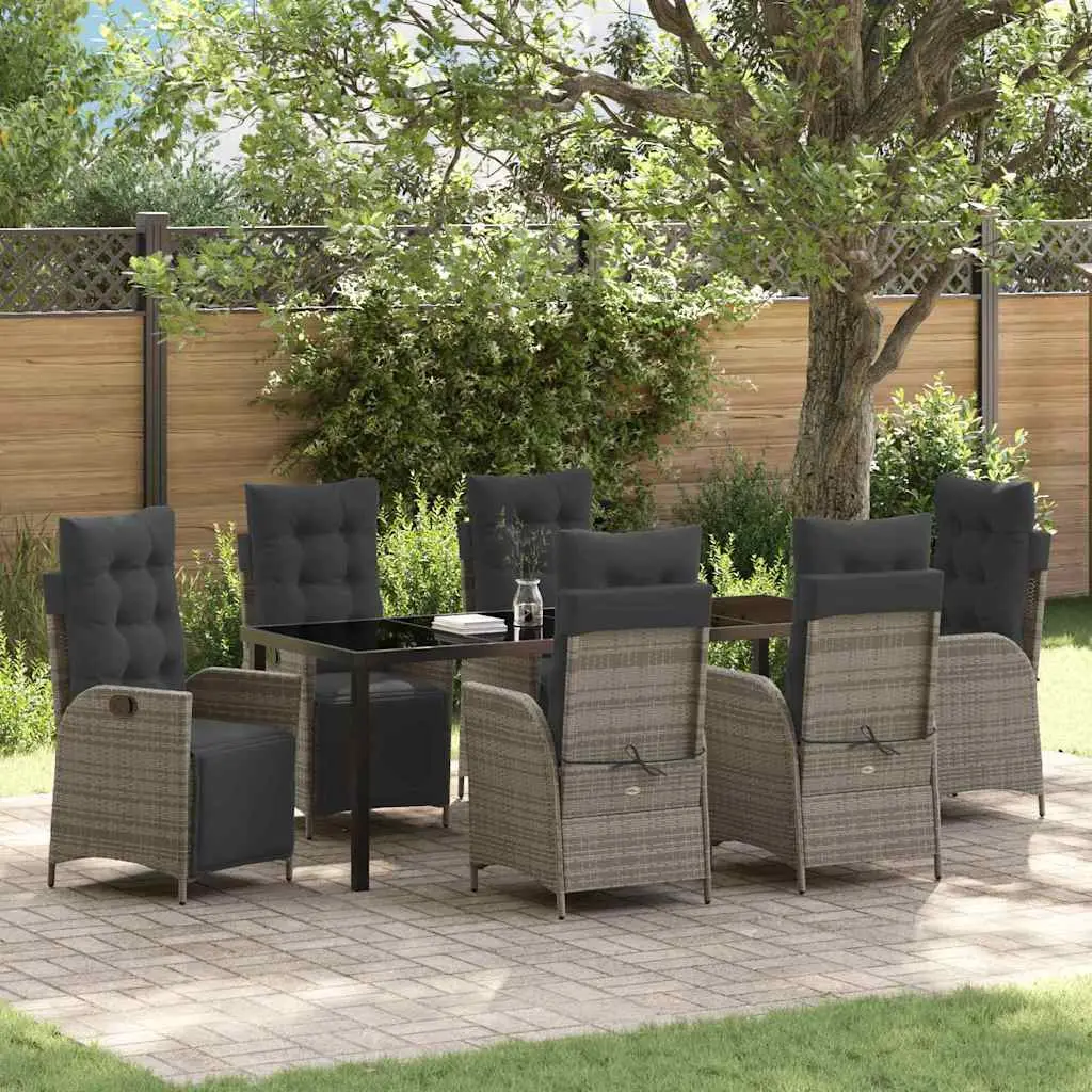 Ensemble de salle à manger pour jardin 7 pcs Gris polyrotin vidaXL 3380552