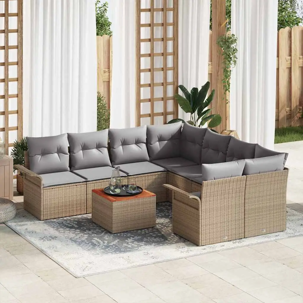 Ensemble de jardin 9 places avec coffres de rangement et table Beige – ComfortXL Outdoor Living