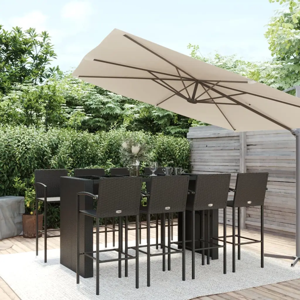 Ensemble de bar de jardin 9 pcs noir résine tressée vidaXL 3187672