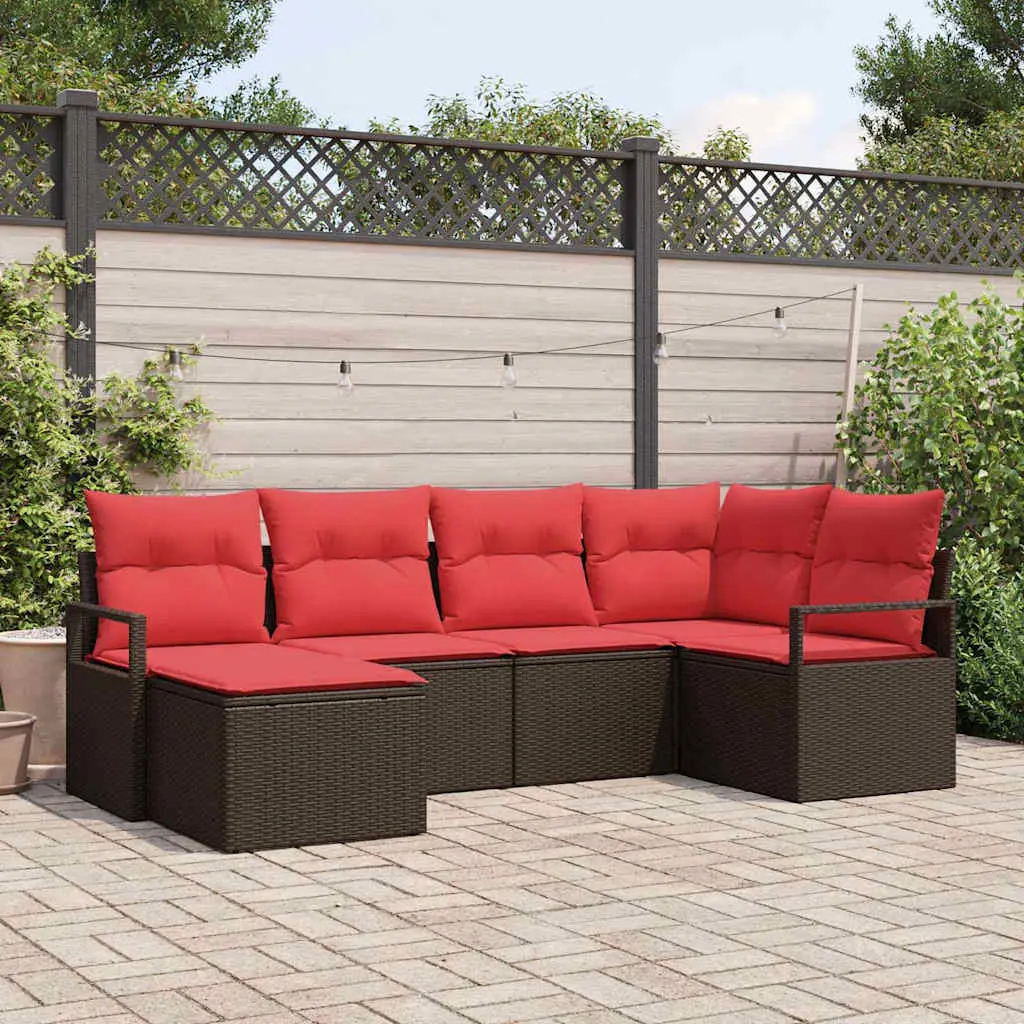 Ensemble de Canapés avec coussin 6 pcs Marron polyrotin vidaXL 3346454
