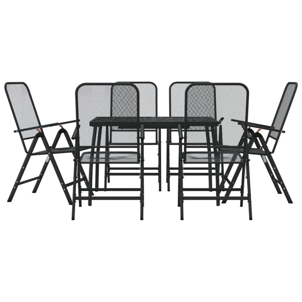 Ensemble de 7 pcs table de jardin avec chaises – mobilier de jardin anthracite métal maille-JU2992