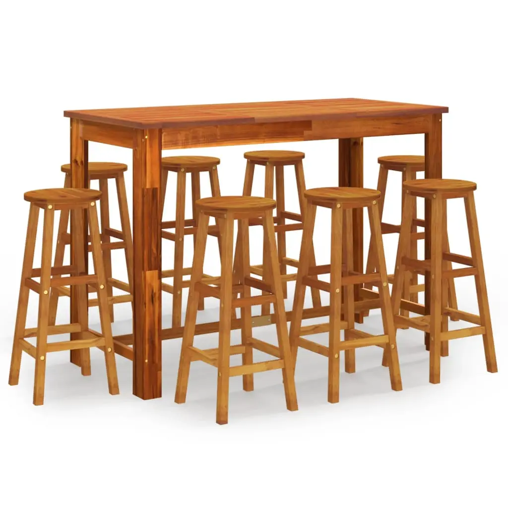 Ensemble de bar de jardin 9 pièces bois d’acacia solide