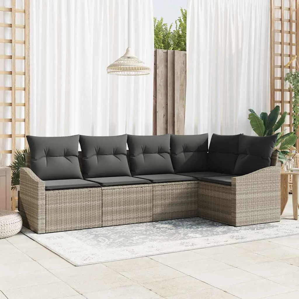 Ensemble de Canapés avec coussin 5 pcs Gris clair polyrotin vidaXL 3346722