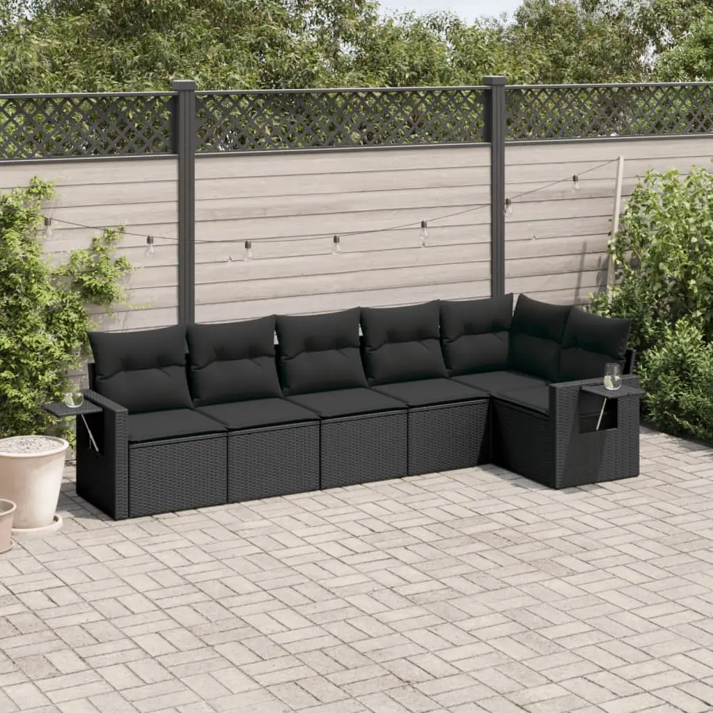 Ensemble canapés de jardin 6 places résine tressée modulable sans table pour terrasse Coussins Noirs – ComfortXL Outdoor Living