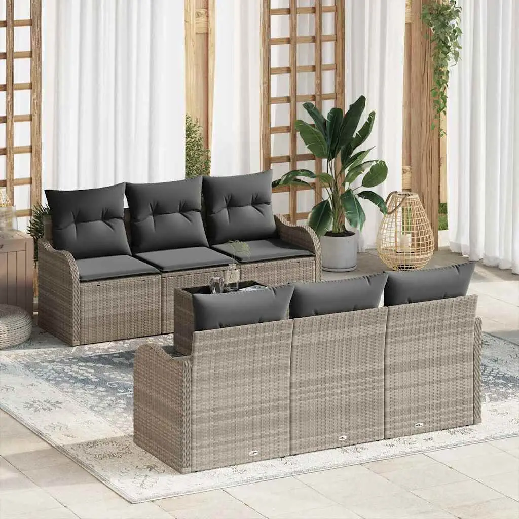 Ensemble Canapé Modulable 7pcs Polyrotin Gris Clair et Foncé Robuste Pour Aménagement Jardin Moderne – ComfortXL Outdoor Living