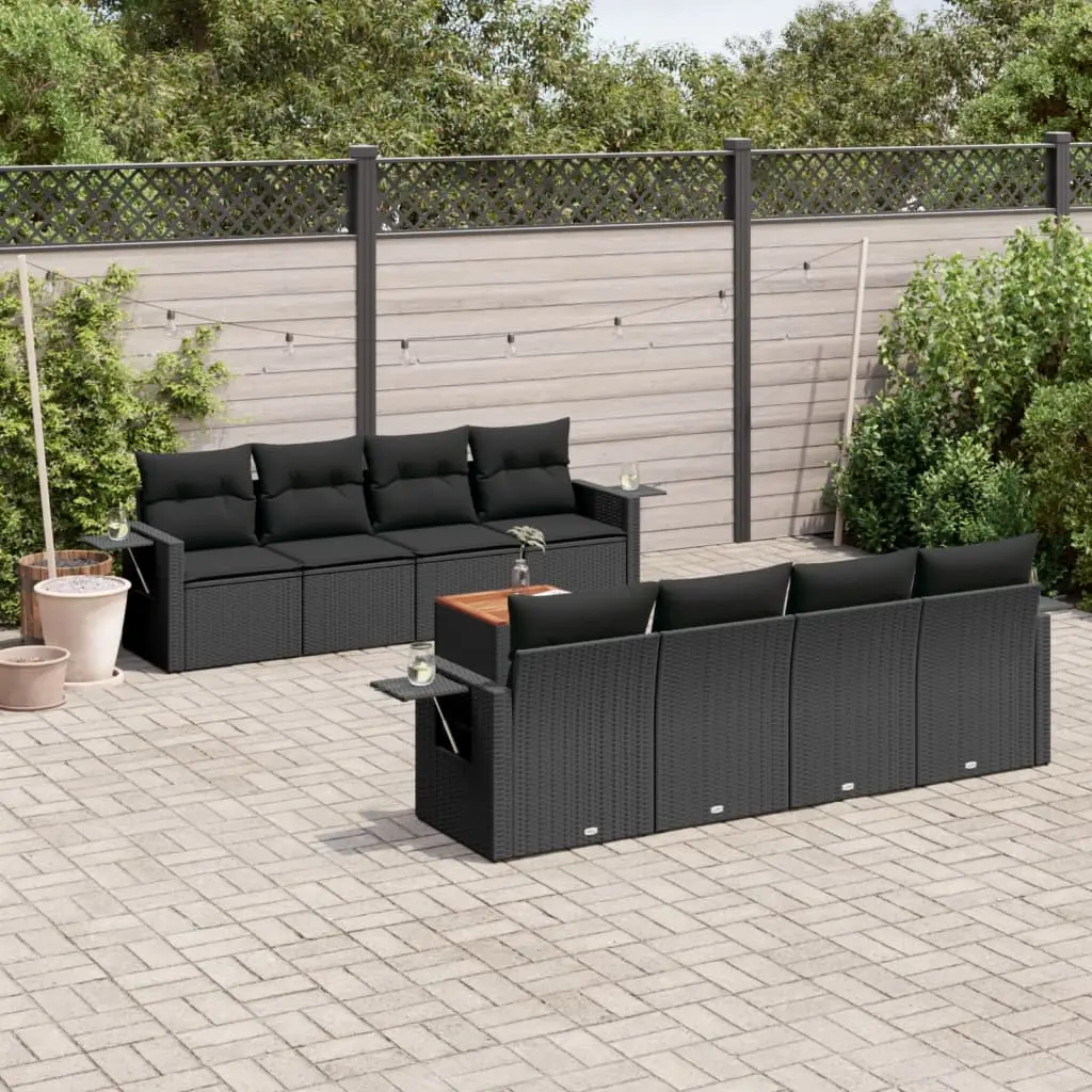 Ensemble de Jardin Modulable 9 Pièces en Poly Rotin Noir pour 8 Personnes Extérieur – ComfortXL Outdoor Living