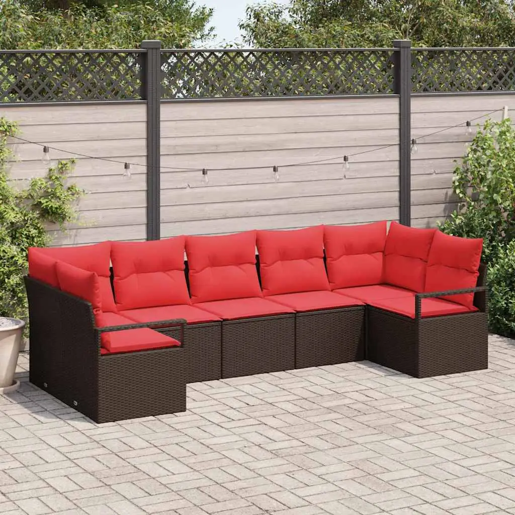 Ensemble de Canapés avec coussin 7 pcs Marron polyrotin vidaXL 3346534