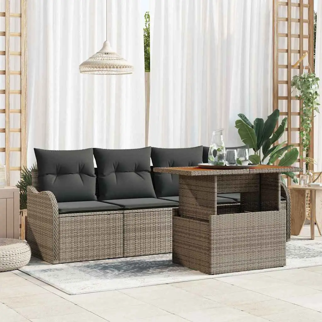 Ensemble de canapé de jardin avec stockage 5 pcs Gris polyrotin vidaXL 3358127