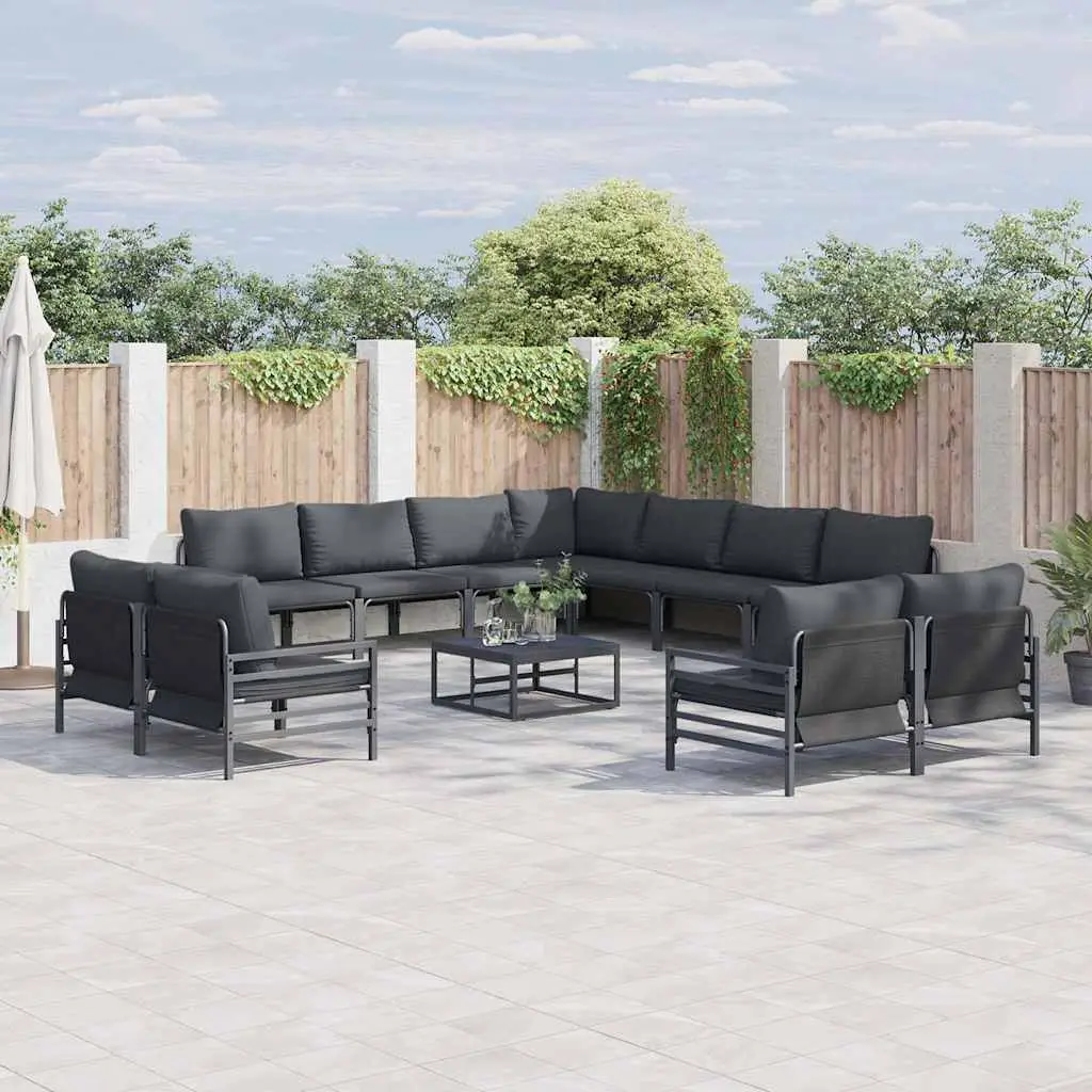 Ensemble de Jardin Modulable Acier 12 Pièces avec Table Basse pour Patio Spacieux Anthracite – ComfortXL Outdoor Living
