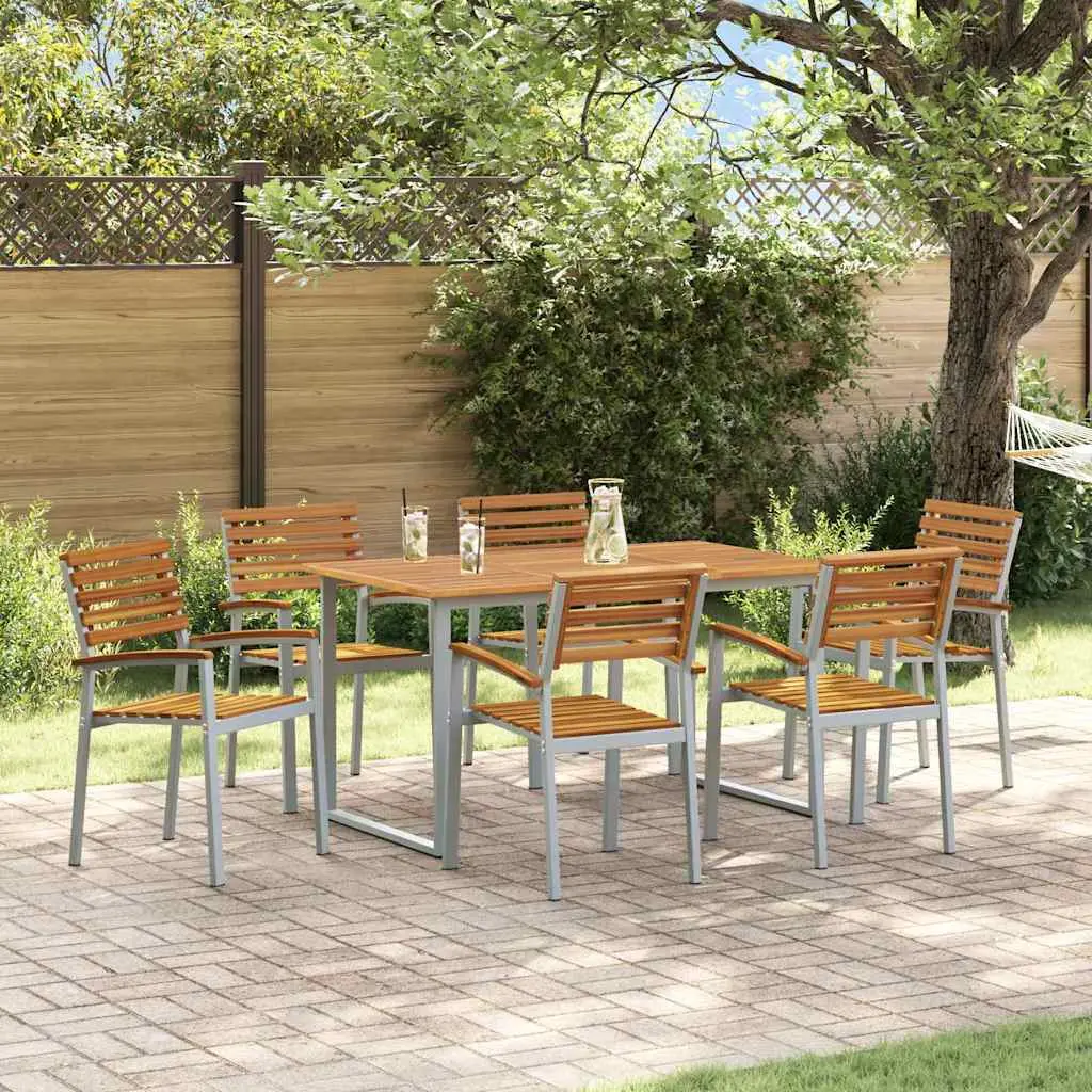 Ensemble de salle à manger pour jardin 7 pcs Gris vidaXL 3284344