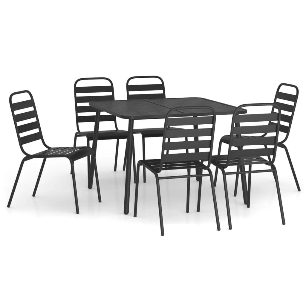 Ensemble de 7 pcs table de jardin avec chaises – mobilier de jardin anthracite acier-JU3042