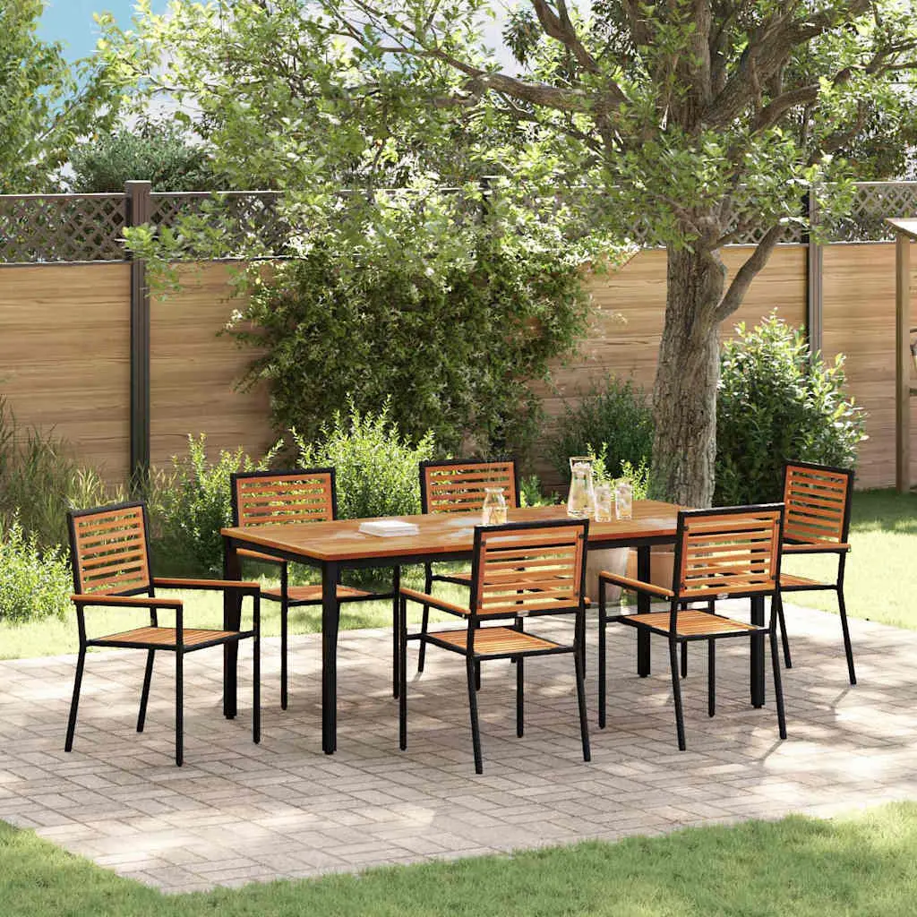 Ensemble de salle à manger pour jardin 7 pcs Noir et Marron vidaXL 3365505