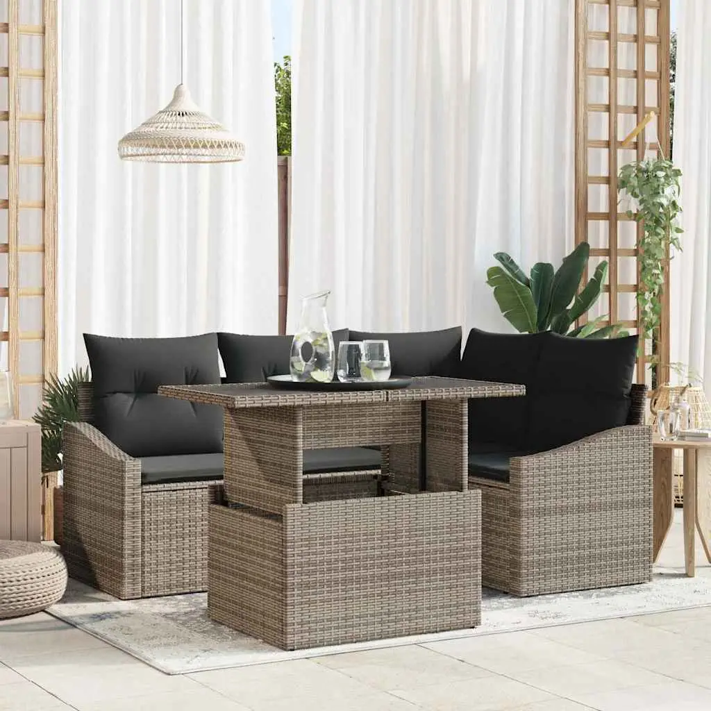 Ensemble de canapé de jardin avec coussin Réglable 5 pcs Gris vidaXL 3357732
