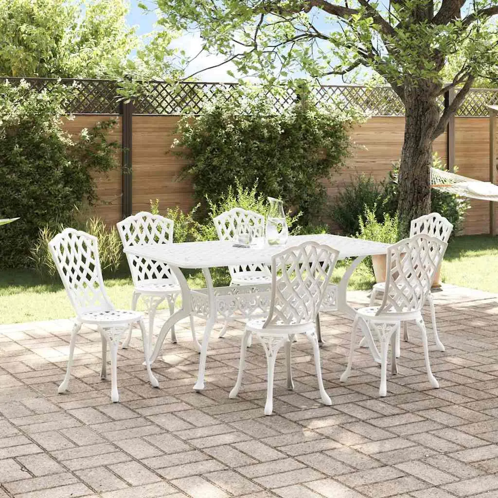 Ensemble de salle à manger pour jardin 7 pcs Blanc Aluminium vidaXL 3334674