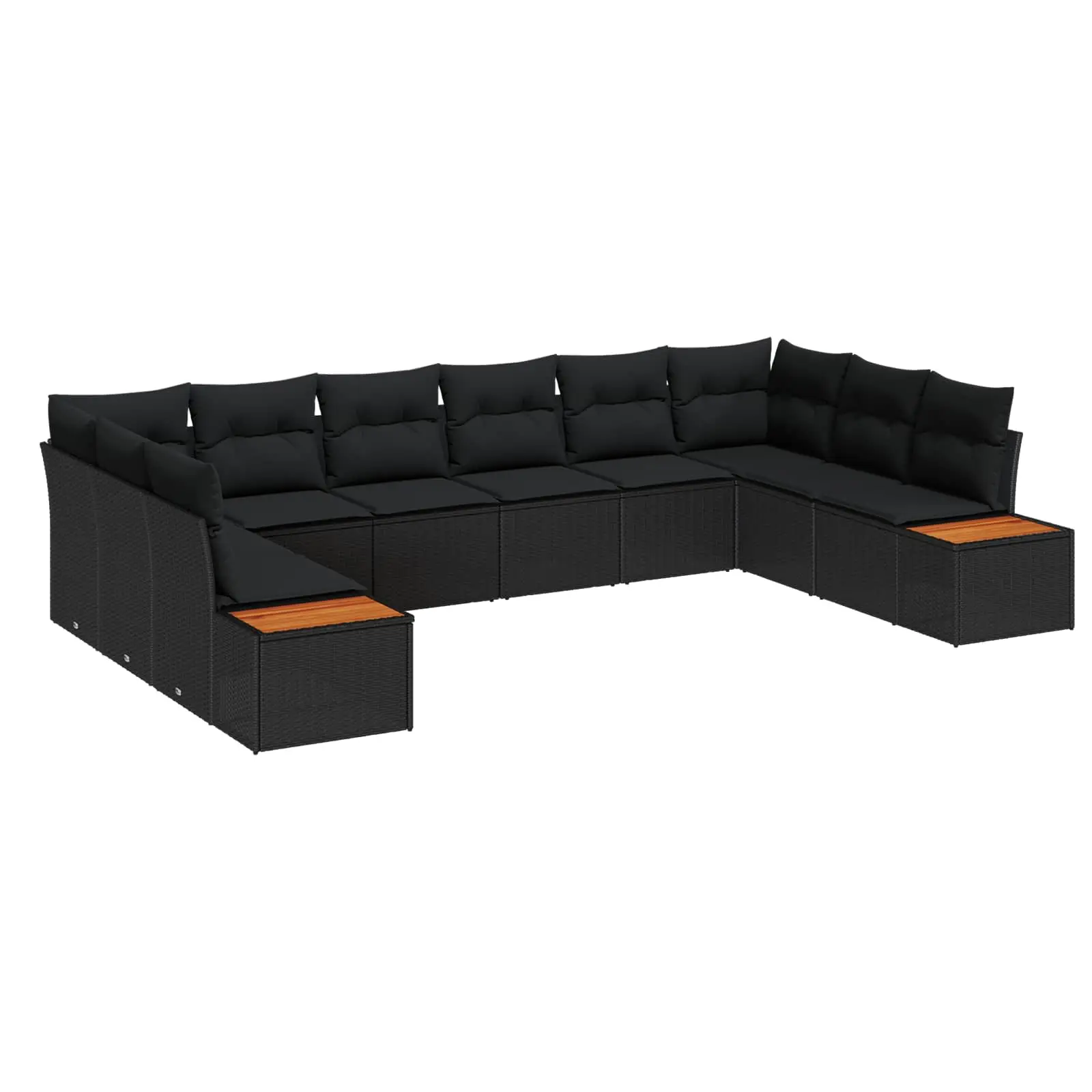 Ensemble Canapé XXL 10 Pièces en Résine Tressée, Modulabilité Infinie pour Grands Jardins, Noir – ComfortXL Outdoor Living