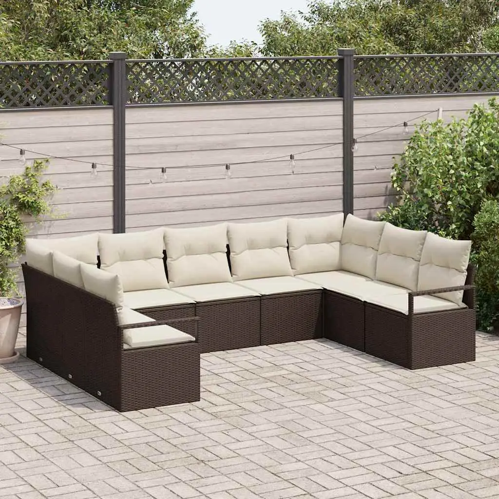 Ensemble de Canapés avec coussin 9 pcs Marron polyrotin vidaXL 3346538