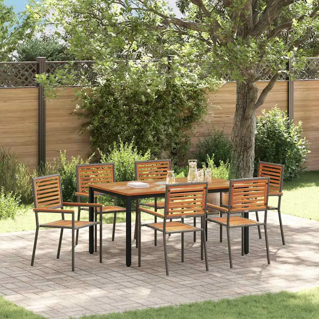 Ensemble de salle à manger pour jardin 7 pcs Gris et marron vidaXL 3365500