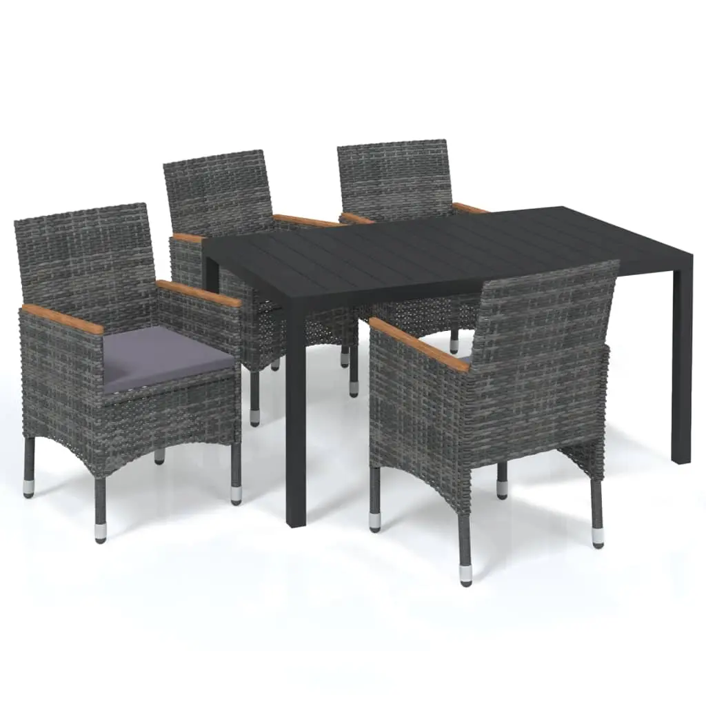 Ensemble de 5 pcs table de jardin et chaises avec coussins – mobilier de jardin Résine tressée Gris-JU2467