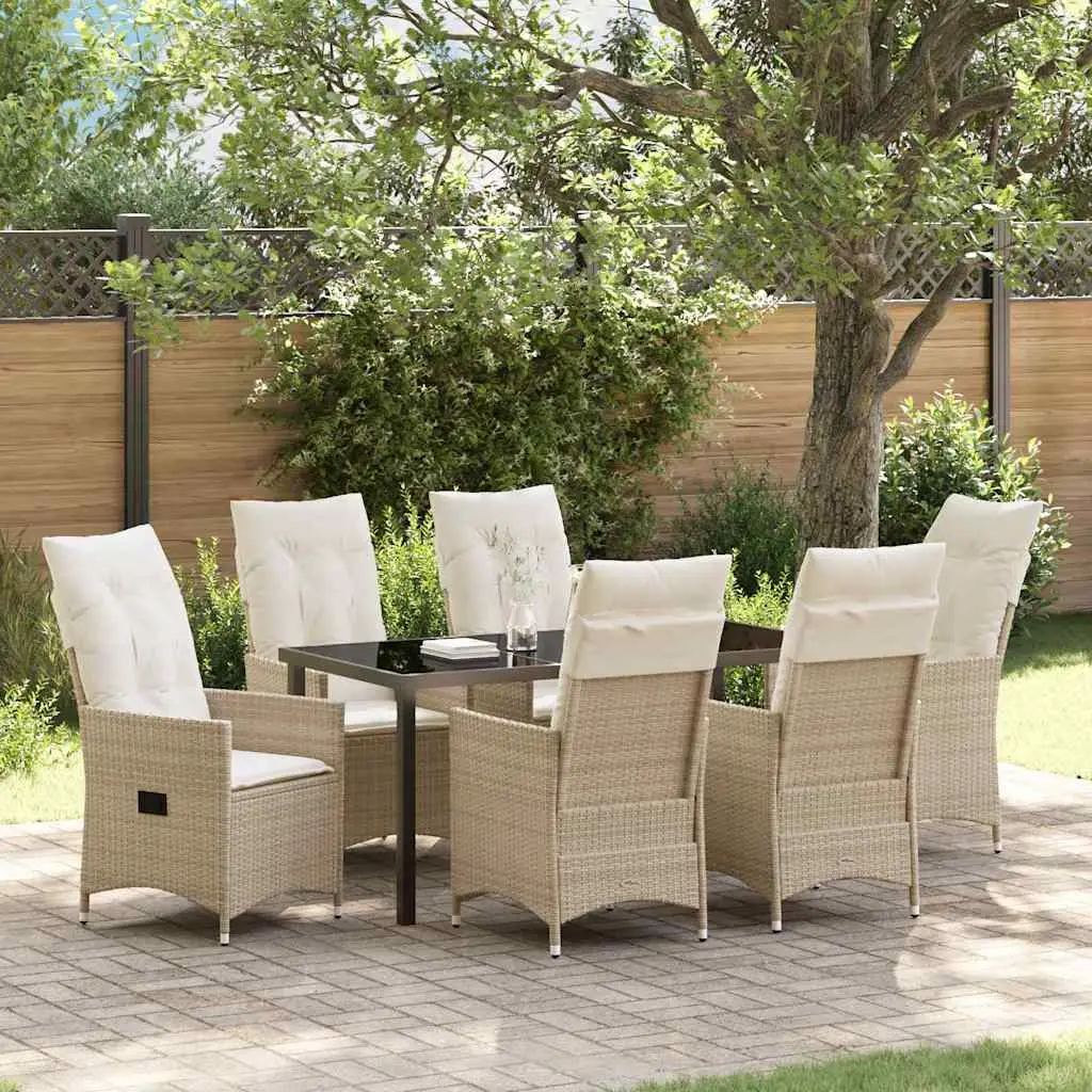 Ensemble de salle à manger pour jardin 7 pcs Beige polyrotin vidaXL 3379559 Beige