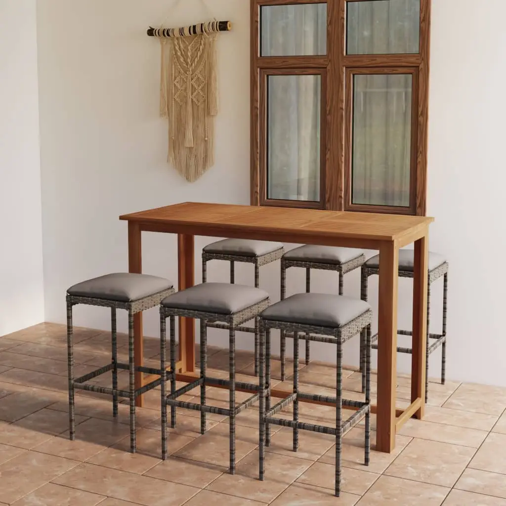 Ensemble de bar de jardin avec coussins 7 pcs Gris vidaXL 3068012