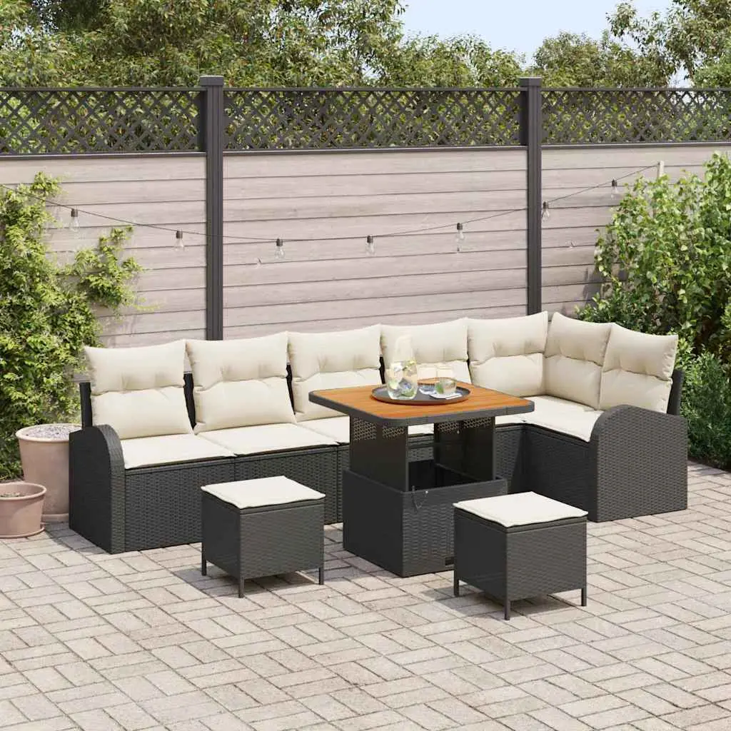 Ensemble Canapé de Jardin Modulaire 9 Éléments en Poly Rotin pour Balcon Noir – ComfortXL Outdoor Living