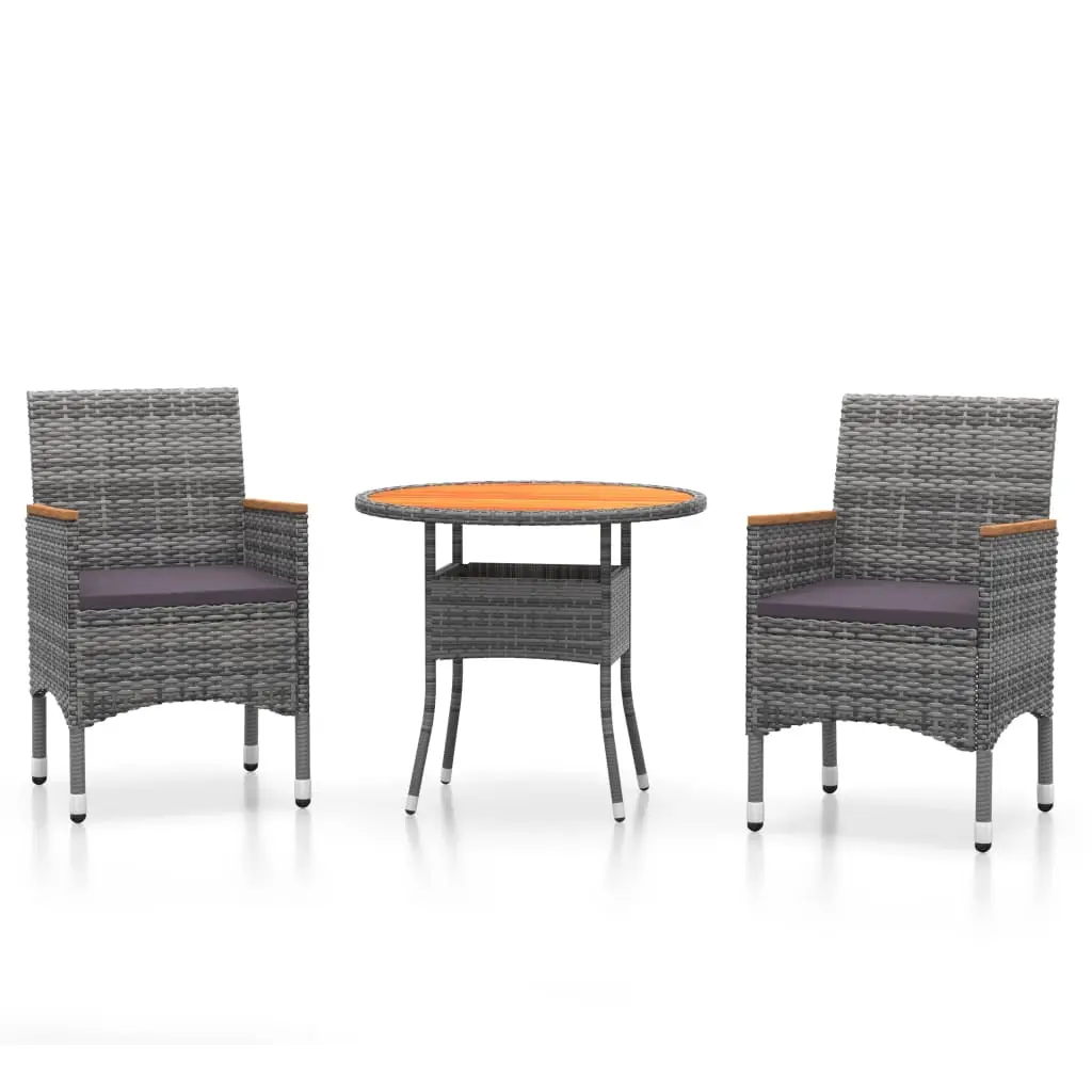 Ensemble de 3 pcs table de jardin avec chaises – mobilier de jardin Résine tressée Gris-JU2454