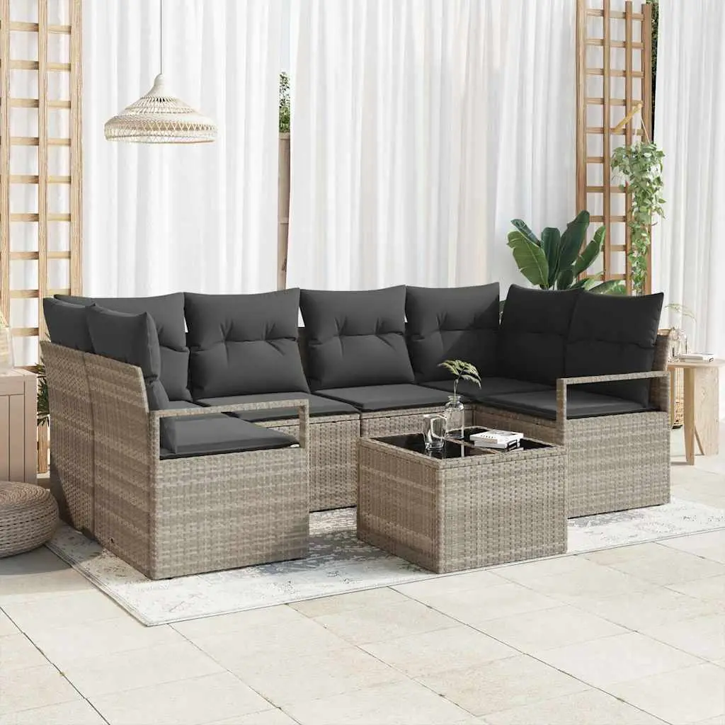 Ensemble de Canapés 7 pcs Gris clair et gris foncé polyrotin vidaXL 3346282