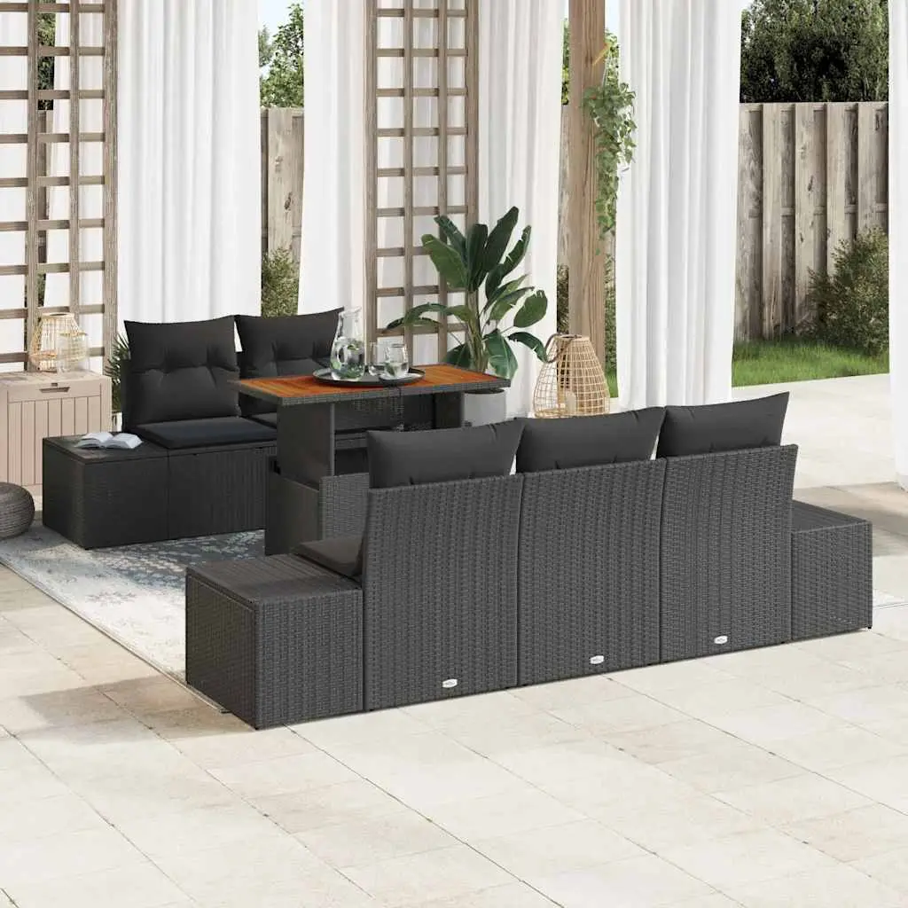 Ensemble de salle à manger pour jardin 6 pcs Noir et Marron vidaXL 3349904