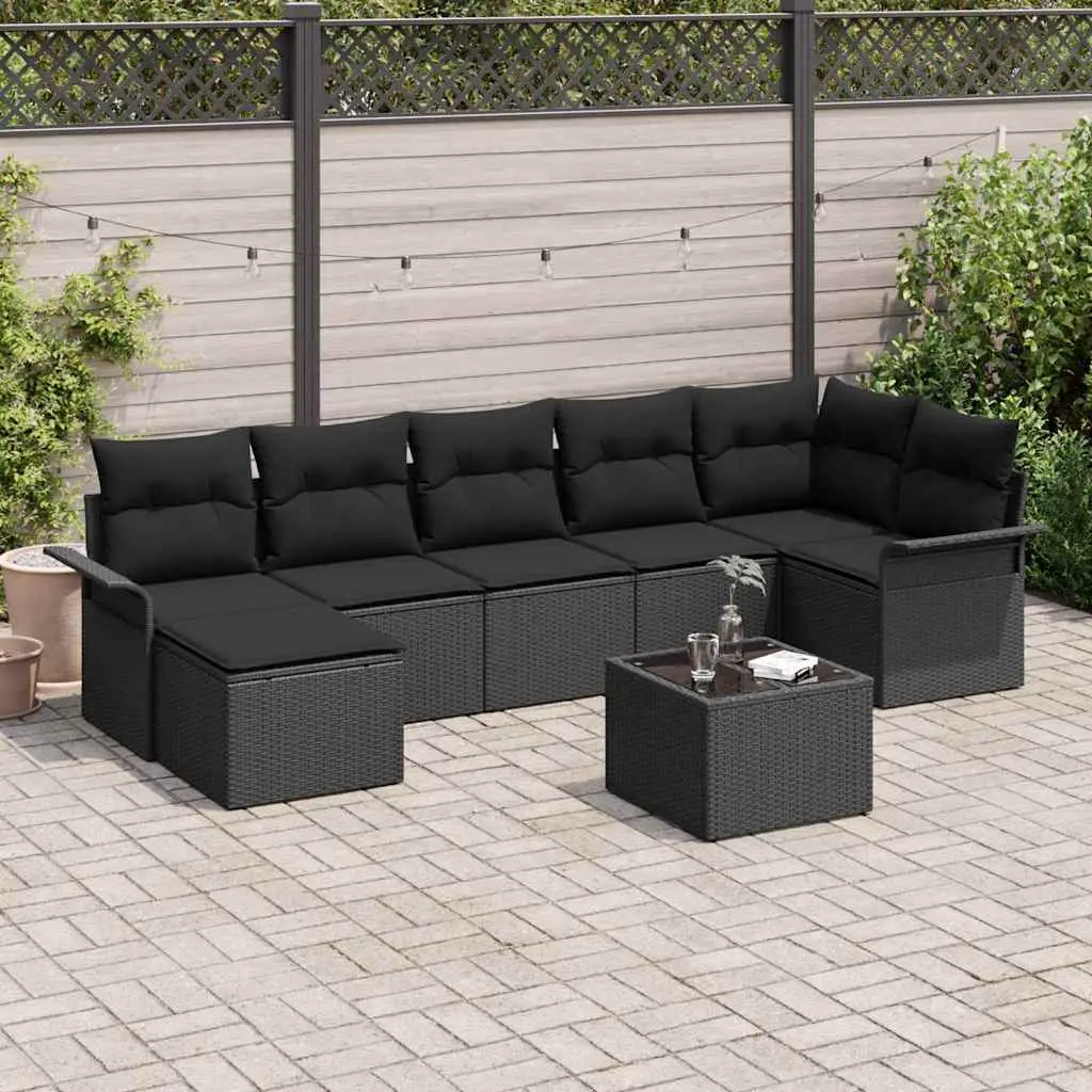Ensemble de canapé de jardin avec stockage 8 pcs Noir polyrotin vidaXL 3354132