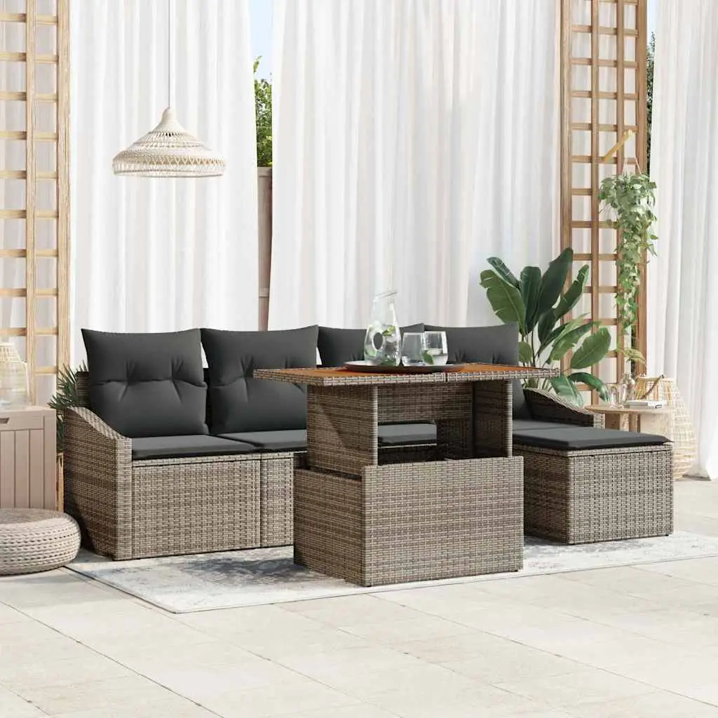 Ensemble de salle à manger pour jardin 6 pcs Gris et marron vidaXL 3349824