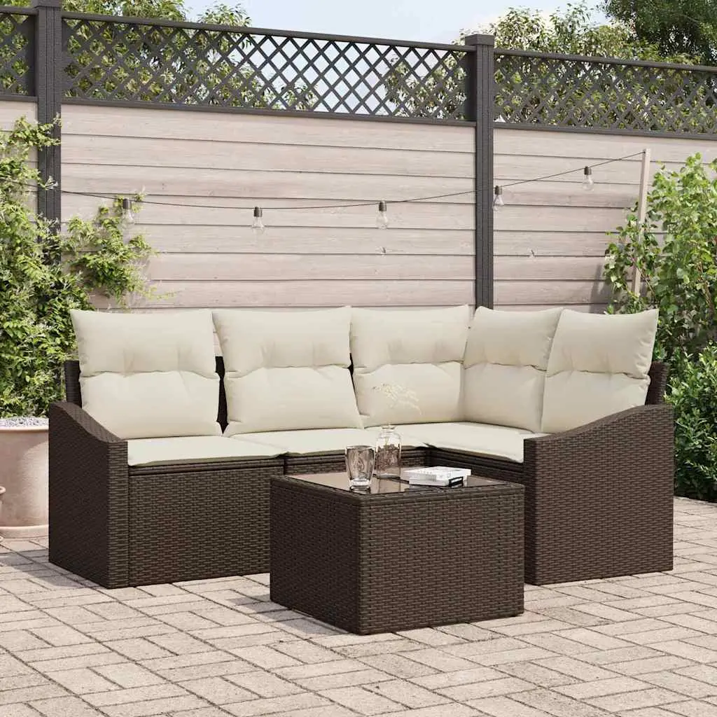 Ensemble de Canapés avec coussin 5 pcs Marron polyrotin vidaXL 3346708