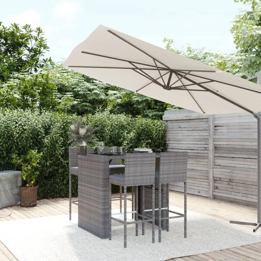 Ensemble de bar de jardin 5 pcs avec coussins gris poly rotin vidaXL 3187626