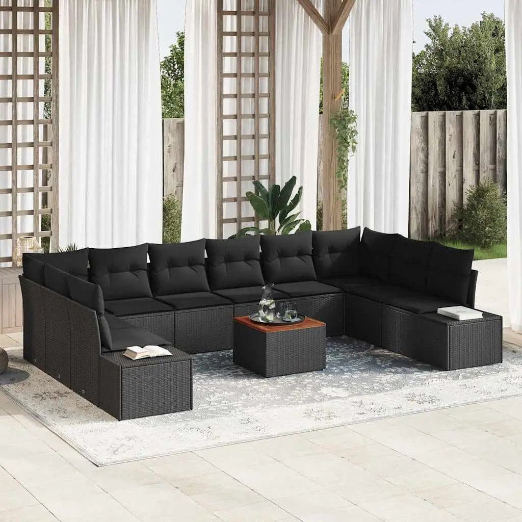 Ensemble de canapé de jardin avec stockage 11 pcs Noir vidaXL 3356679
