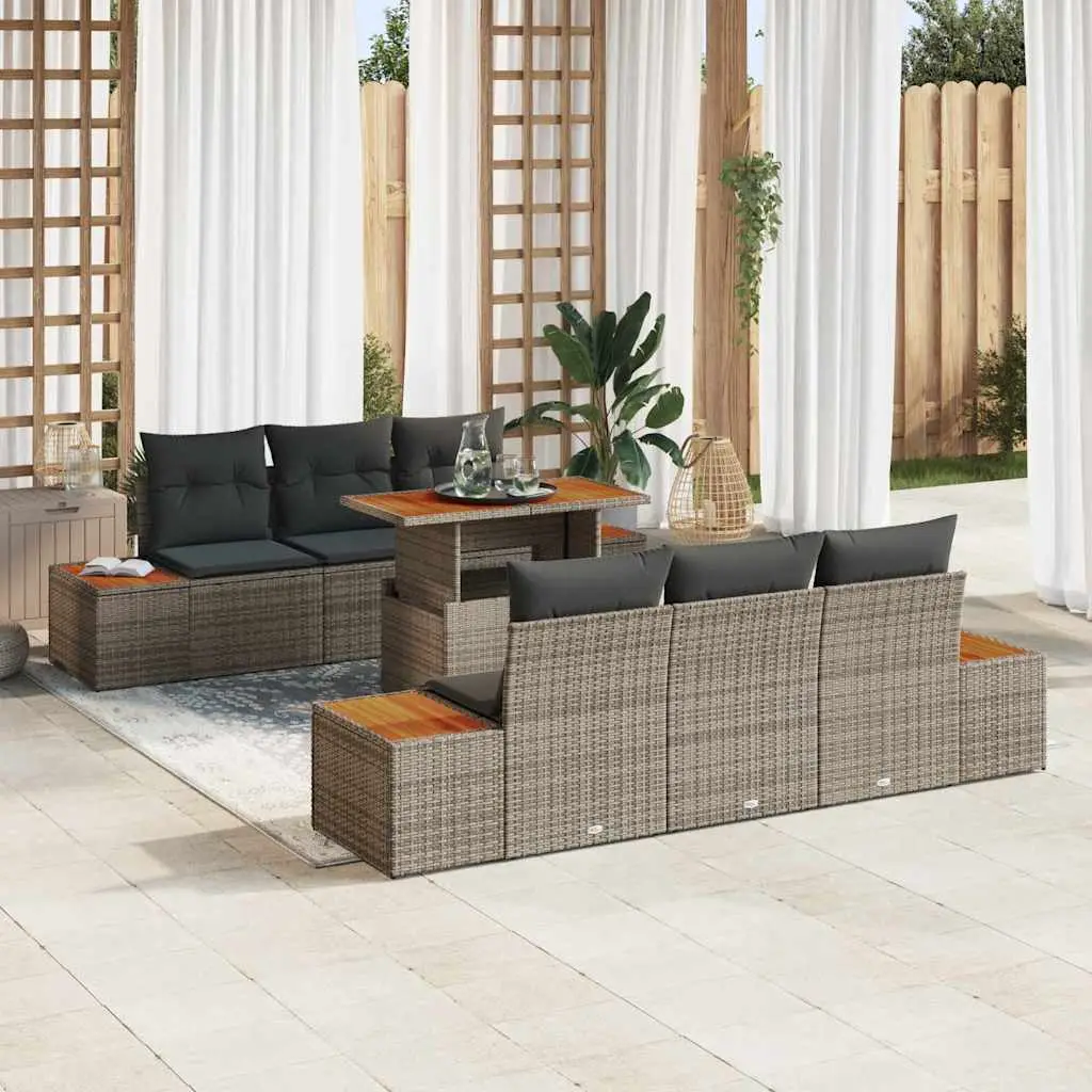 Ensemble de salle à manger pour jardin 7 pcs Gris et marron vidaXL 3350031