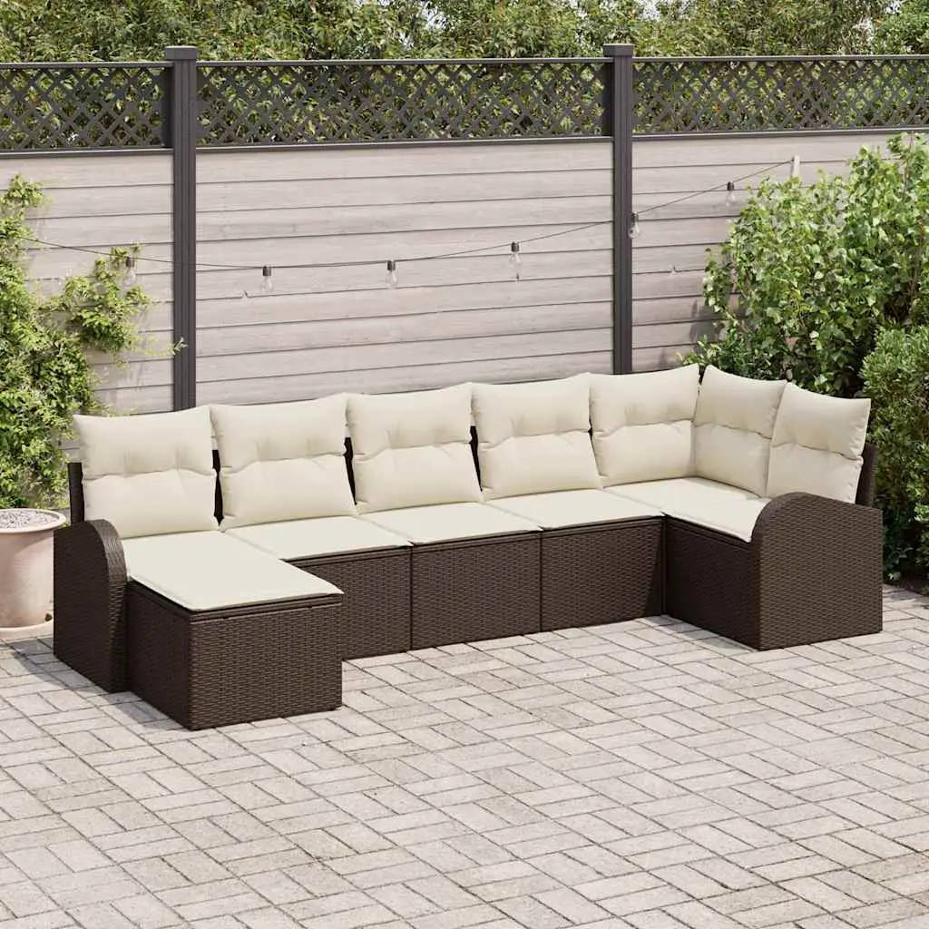 Ensemble de Canapés avec coussin 7 pcs Marron polyrotin vidaXL 3354797
