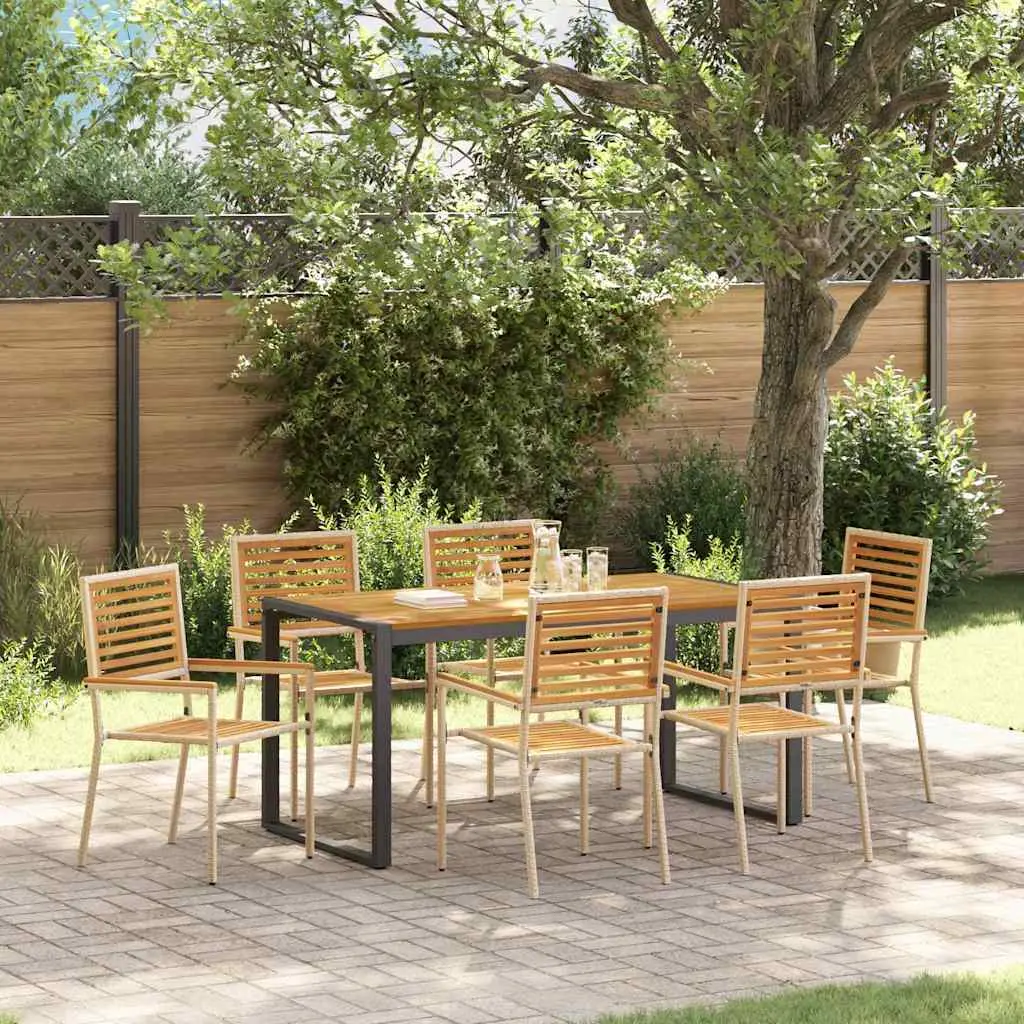 Ensemble de salle à manger pour jardin 7 pcs Beige et Marron vidaXL 3365480 Beige