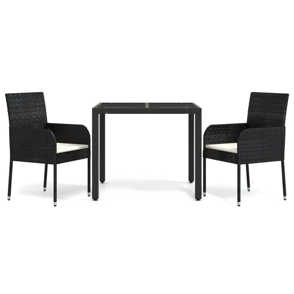 Ensemble de 3 pcs table de jardin et chaises avec coussins – mobilier de jardin Noir-JU2959