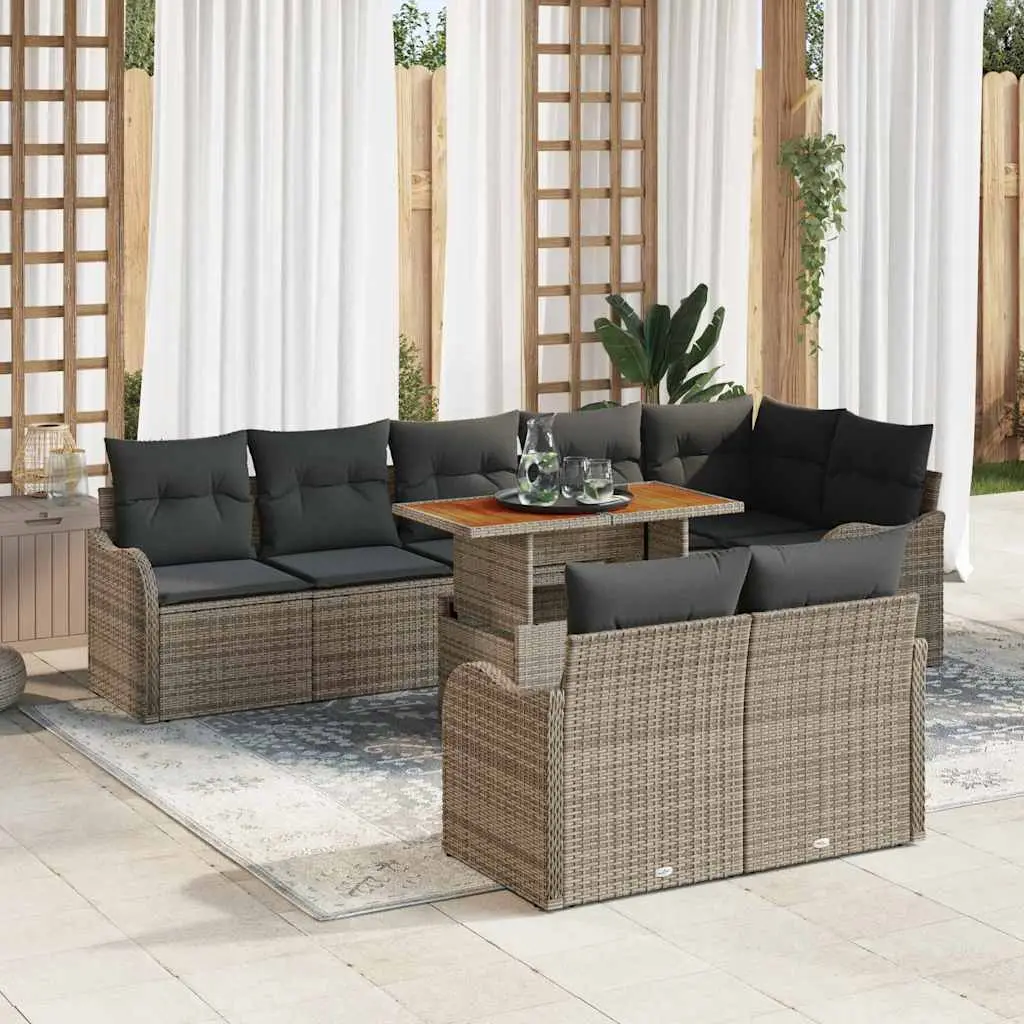 Ensemble de canapé de jardin avec coussin 9 pcs Gris vidaXL 3349474