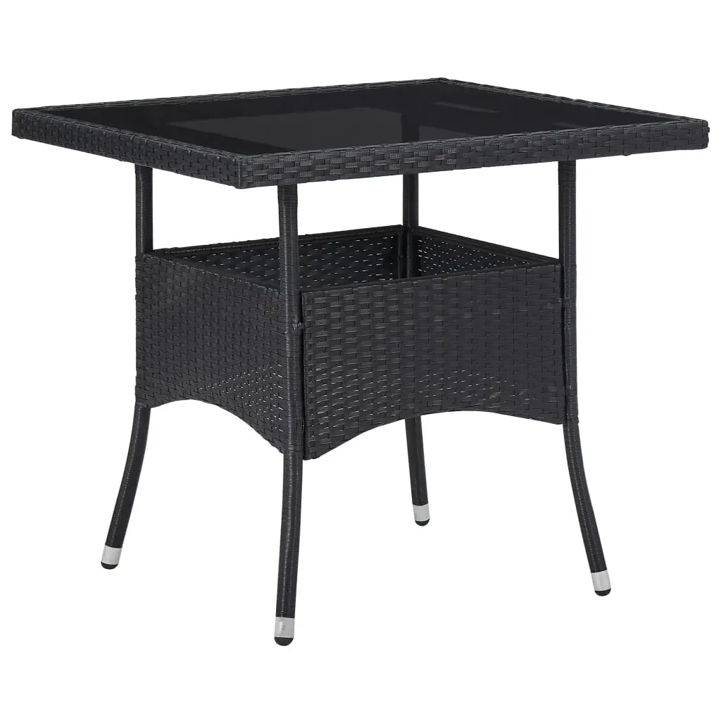 Ensemble de 5 pcs table de jardin avec chaises – mobilier de jardin Noir Résine tressée et verre