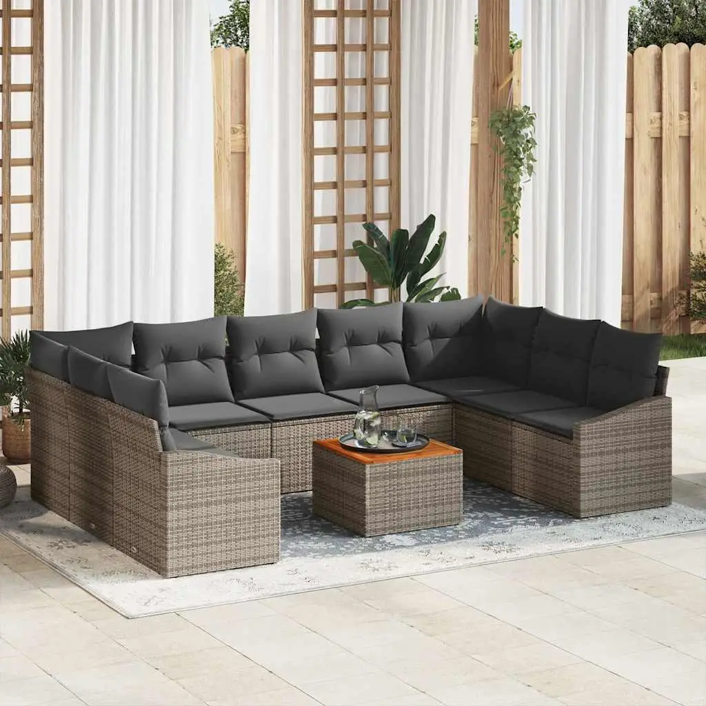 Ensemble canapé de jardin 9 places résine tressée modulable pour patio Gris – ComfortXL Outdoor Living