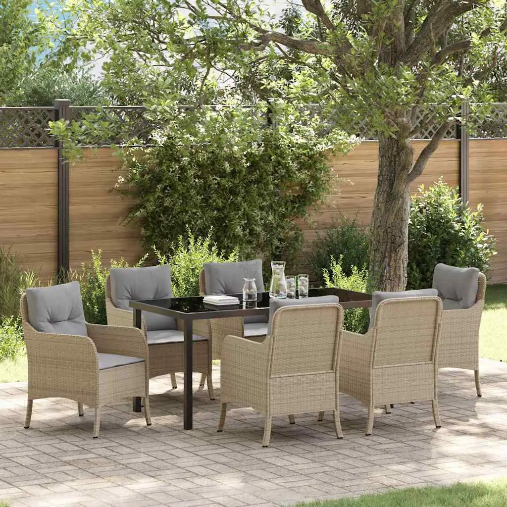 Ensemble de salle à manger pour jardin 7 pcs Beige polyrotin vidaXL 3380180 beige et gris clair