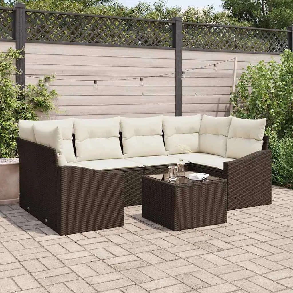 Ensemble de Canapés 7 pcs Marron et Crème polyrotin vidaXL 3346618