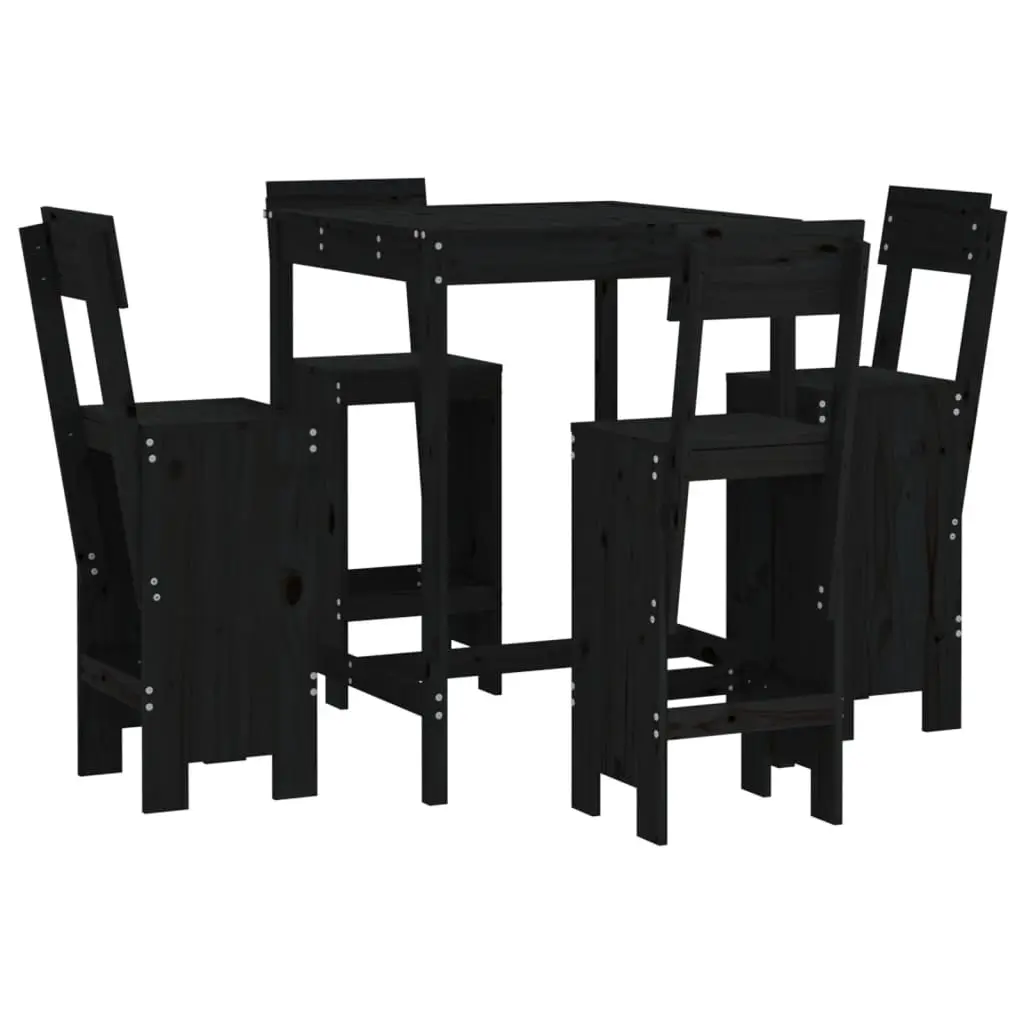 Ensemble de 5 pcs bar de jardin – Mobilier d’extérieur – Mobilier de jardin noir bois de pin massif-JU2272