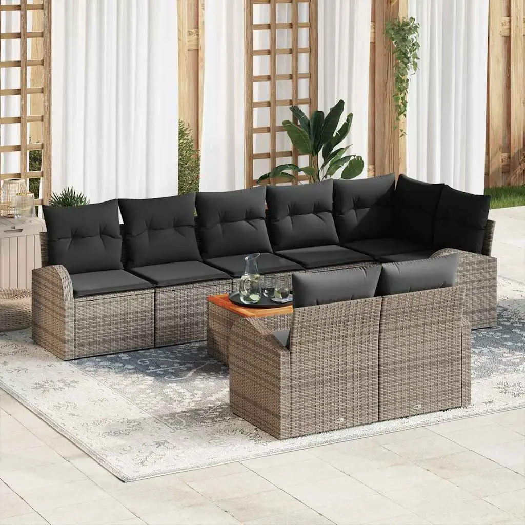 Ensemble canapé de jardin 9 places résine tressée modulable avec rangement pour extérieur Gris – ComfortXL Outdoor Living