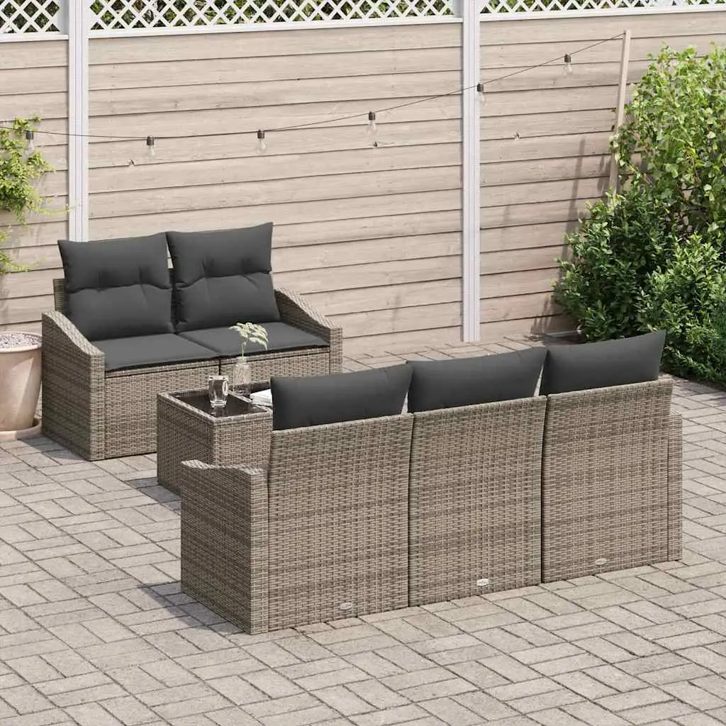 Ensemble Canapé Extérieur 6 pcs Polyrotin Modulable avec Table et Sac Rangement Gris Moderne – ComfortXL Outdoor Living